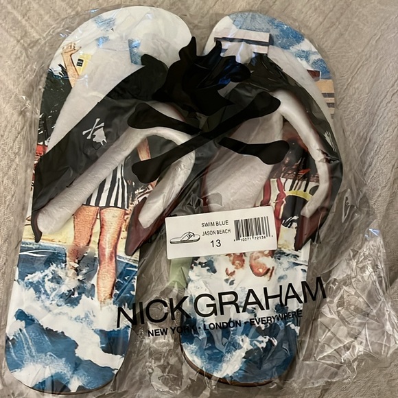 NEW Nick Graham Jason Beach Flip Flops Size 13 - Picture 2 of 2